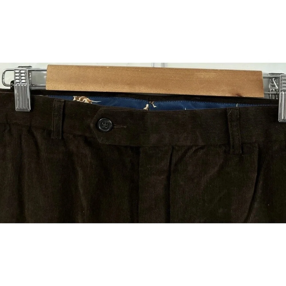 Mens Lauren Ralph Lauren Corduroy Pants Brown Flat Front Straight Leg 36